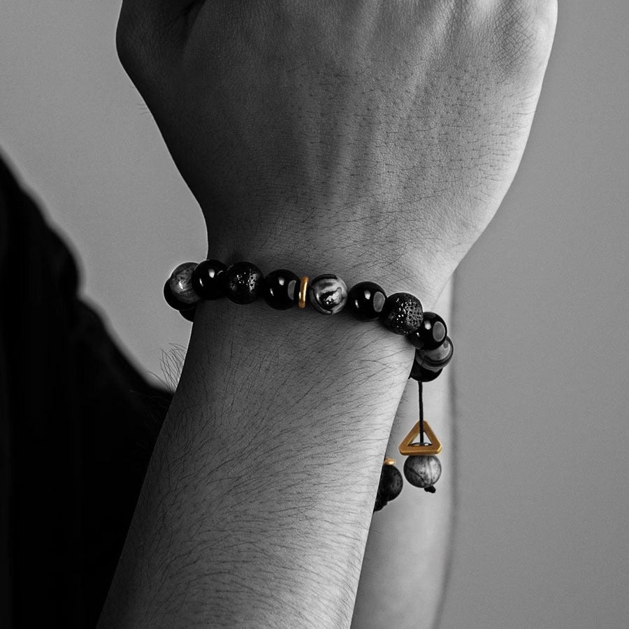 Men's Volcanic Rock Obsidian Bracelet