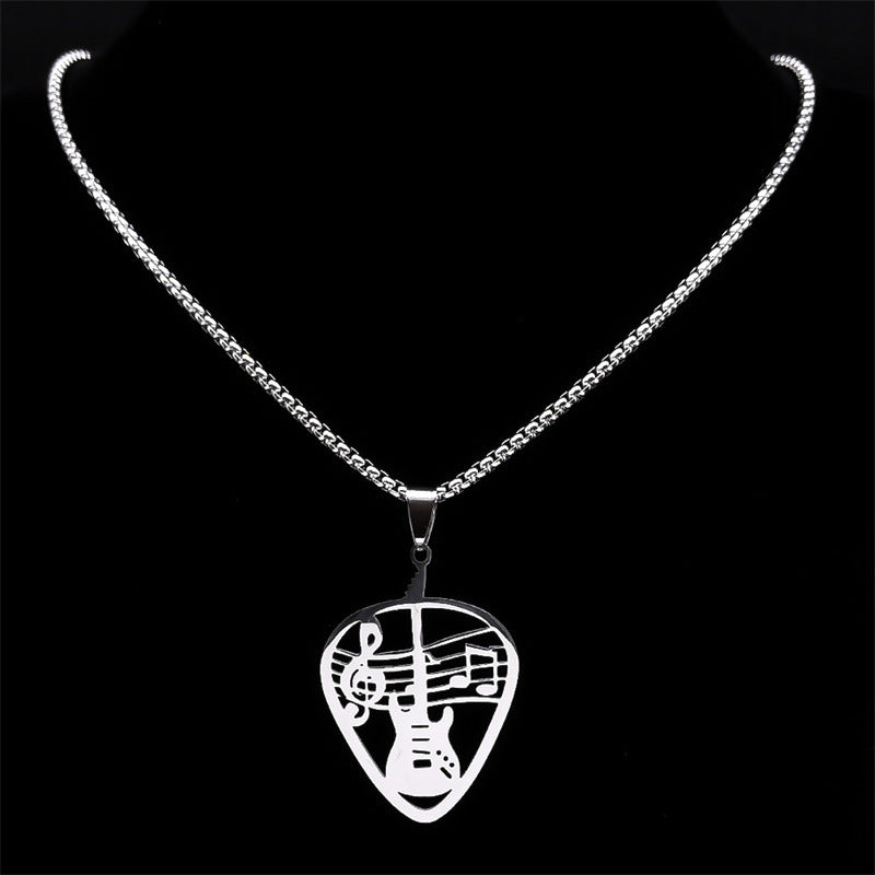 Cross-Border Guitar Pick Pendant Necklace for Men & Women