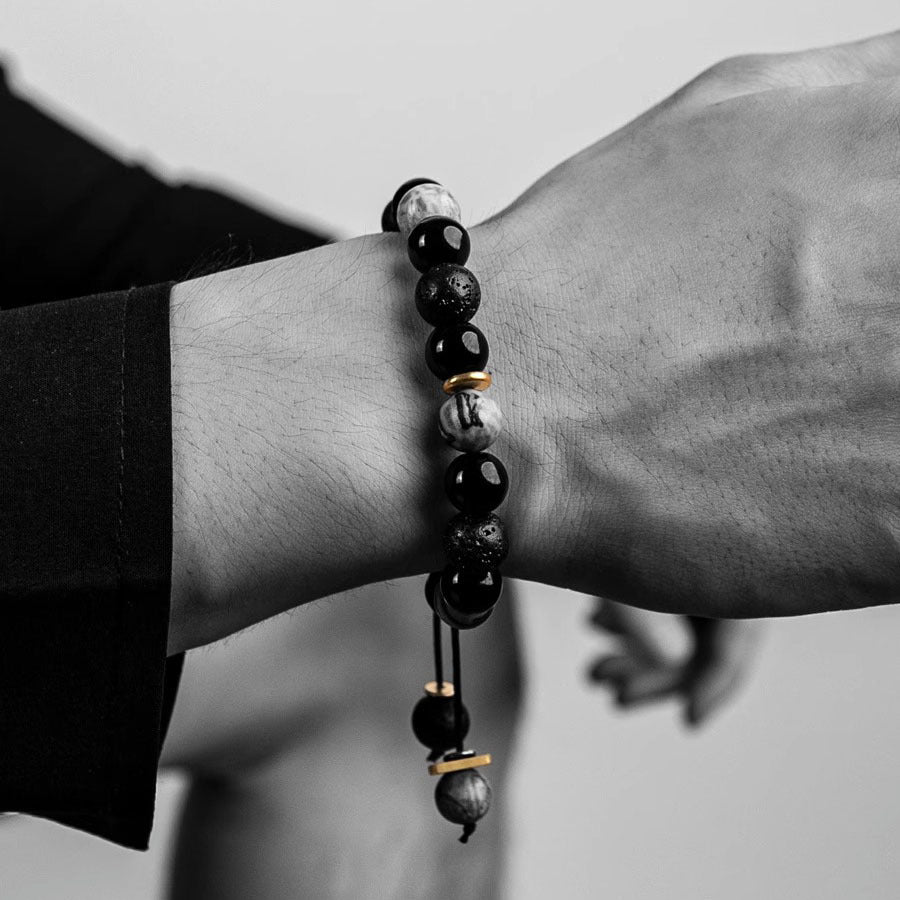 Men's Volcanic Rock Obsidian Bracelet