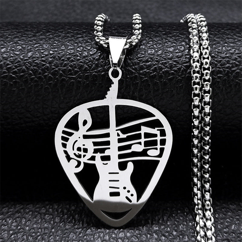 Cross-Border Guitar Pick Pendant Necklace for Men & Women