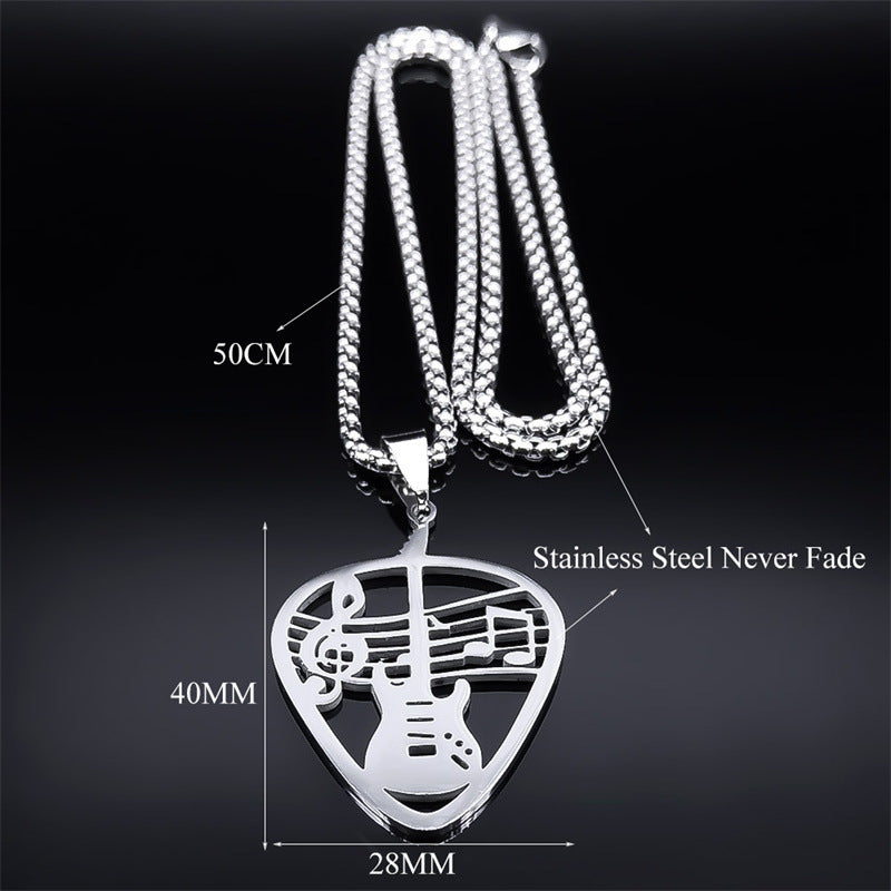 Cross-Border Guitar Pick Pendant Necklace for Men & Women