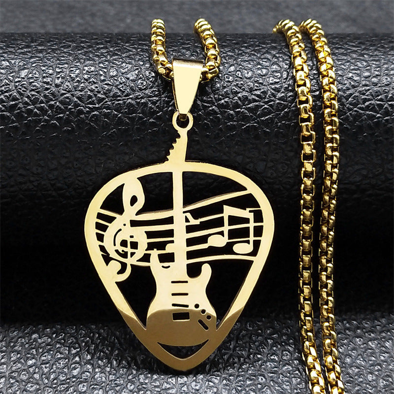 Cross-Border Guitar Pick Pendant Necklace for Men & Women
