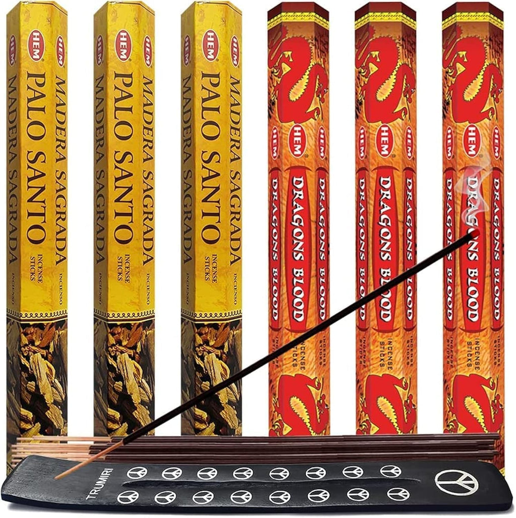 TRUMIRI Palo Santo & Dragons Blood Incense Sticks & Holder Bundle Variety Pack From Hem Trumiri Insense Inscents Insencents Insence